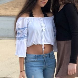 White off the shoulders shirt